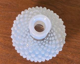 Fenton Moonstone Hobnail Opalescent White And Clear Bud Vase	5in H x 4in Diameter	
