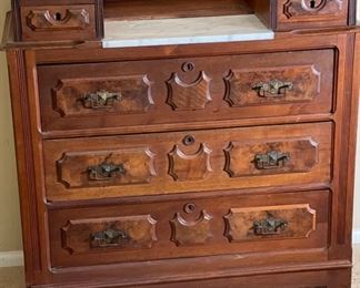 Antique Dresser Chest of Drawers	39.5x38.5x8in	HxWxD

