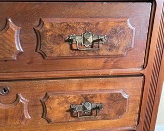 Antique Dresser Chest of Drawers	39.5x38.5x8in	HxWxD
