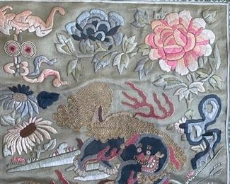 Chinese Silk Embroidery Art Lion Framed	17x15.5x1in	HxWxD
