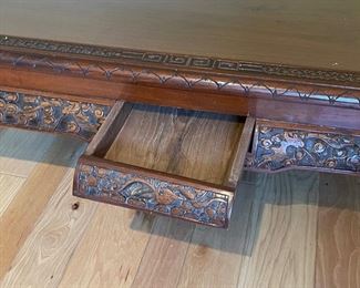 Vintage Chinese Carved Wood Coffee Table	15 x 42 x 22 in	HxWxD
