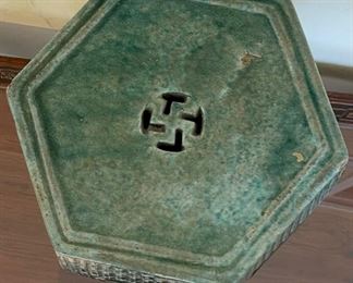 Vintage Heavy Ceramic Hexagon Chinese Garden Stool	19 x 11 x 12.5 in	HxWxD
