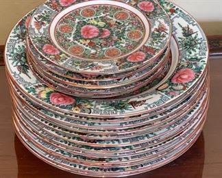 18pc Antique Japanese Porcelain Ware "decorated in hong kong" Plates	6×7.25 inch plates and 12x10.75 inch plates	
