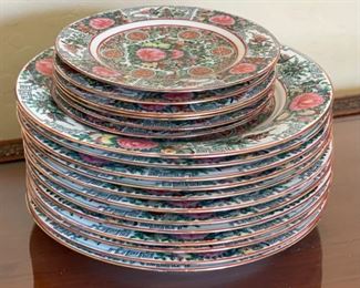 18pc Antique Japanese Porcelain Ware "decorated in hong kong" Plates	6×7.25 inch plates and 12x10.75 inch plates	
