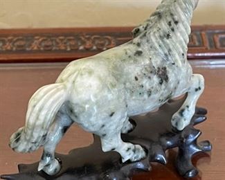 2pc Stone Carved horses Asian	4in hin H	
