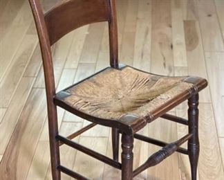 Antique Rush Seat Chair	34 x 17. 5 x 17. 5 seat; 18.5	HxWxD
