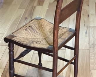 Antique Rush Seat Chair	34 x 17. 5 x 17. 5 seat; 18.5	HxWxD
