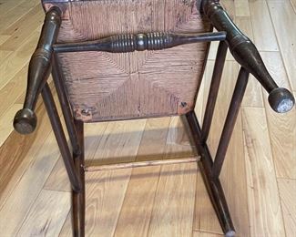 Antique Rush Seat Chair	34 x 17. 5 x 17. 5 seat; 18.5	HxWxD
