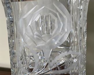American Brilliant Cut Glass Square Vase Flower Butterfly	13.5 x 5 x 5 in	HxWxD
