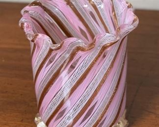 Venetian latticino glass Toothpick Holder	3in h	
