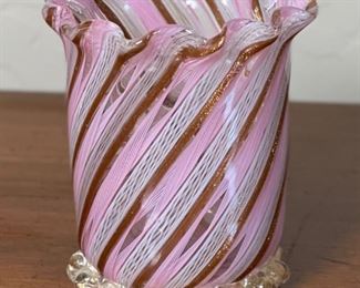Venetian latticino glass Toothpick Holder	3in h	
