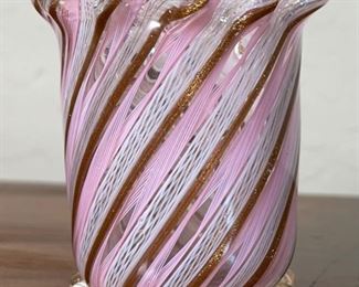 Venetian latticino glass Toothpick Holder	3in h	
