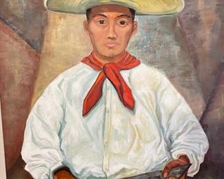 Original Art Audu Bell Machete Man	Frame :38x32x2in	HxWxD
