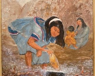 Original Art Jacobi 2 Ladies w/ Baby	Frame: 33 x 28.5in	
