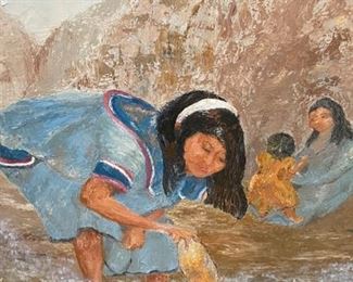 Original Art Jacobi 2 Ladies w/ Baby	Frame: 33 x 28.5in	
