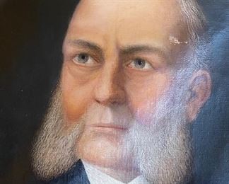 Antique Original Art Oil Painting Portrait Mutton Chop Man	Frame: 21.5 x 17	HxWxD
