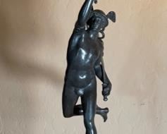 AS-IS Antique Bronze Figural Lamp Mercury Caduceus lamp	34 inches high	
