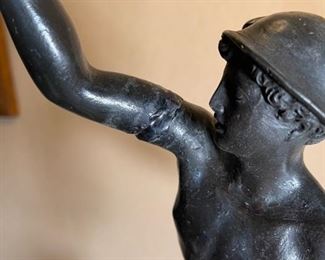 AS-IS Antique Bronze Figural Lamp Mercury Caduceus lamp	34 inches high	
