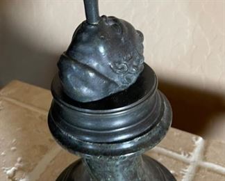 AS-IS Antique Bronze Figural Lamp Mercury Caduceus lamp	34 inches high	
