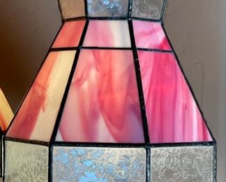 2pc Hand Painted Glass Slag Lamp s PAIR	23 inches high	
