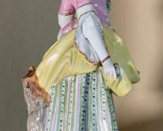 2pc Meissen Style Porcelain Statues Sculptures	18 x 6 x 6in	
