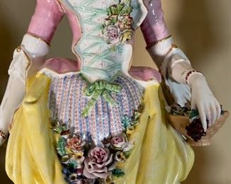 2pc Meissen Style Porcelain Statues Sculptures	18 x 6 x 6in	
