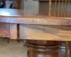 Antique Dining Table w/ 4 Mismatch Chairs	30in H x 48in  diameter	
