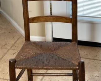 Antique Ladder Back Rush Seat Chair	38 x 18 x 15 in	HxWxD
