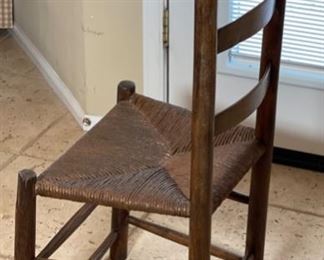 Antique Ladder Back Rush Seat Chair	38 x 18 x 15 in	HxWxD
