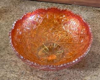 Imperial Marigold Carnival Glass  Berry Bowl	3x8in Diameter	

