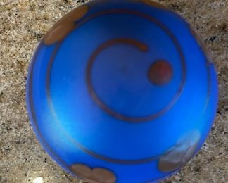 Hand Painted  Art Glass Paperweight	3 in H x 2.5in diameter	

