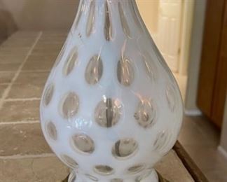 Fenton White Opalescent Coin Spot Lamp	26in H x 13in Diameter	
