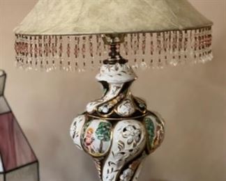 Antique Ornate Porcelain  lamp	26 in Hx 13 in diameter	

