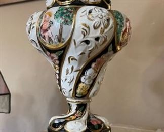 Antique Ornate Porcelain  lamp	26 in Hx 13 in diameter	
