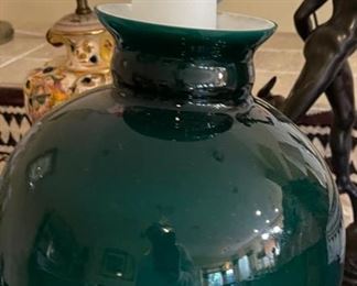 Antique Brass Oil Lamp Green Shade	24 x 10 x 10in	HxWxD
