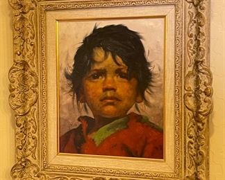 Original Art Little Girl Portrait V. Dias Portug Arabella	Frame 20 x 17 x 3 in image: 12x10	
