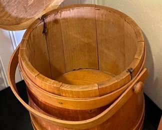 Antique Wood Firkin Sugar Bucket	10 x 11 x 10	HxWxD
