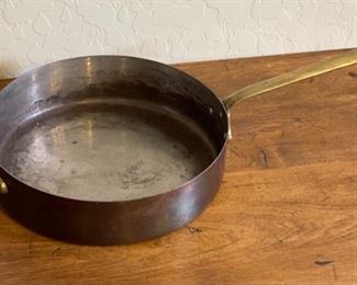 Copper Tinned Brass Antique saucepan Pan	10in Diameter	
