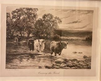 Crossing The Brook etching by S. Brooks Framed Print	Frame: 16.5 x 20.5in	
