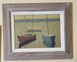 Paavo Airola Three Boats Painting	Frame: 17 x 21in	
