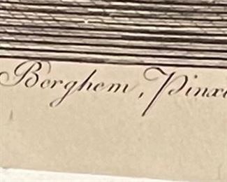 Antique Etching Nicolaes Berchem Pinxit Le Gue Framed Print	Frame: 15 x 18.5in	
