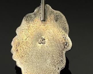 Native American Silver & Turquoise Pendant Signed JC	42x27mm	
