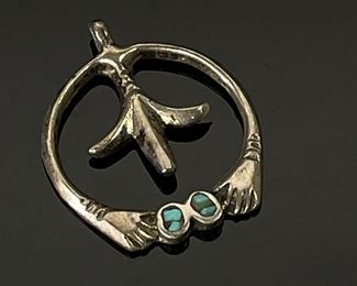 Native American Helping Hands Naja Pendant Silver Turquoise Jet	32x27mm	
