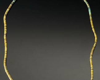 Vintage Turquoise & Shell Graduated Heishi Necklace Native American Heishe	26in Long	
