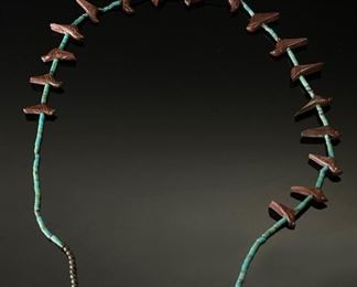 AS-IS Vintage Zuni Fetish Bird  Turquoise Heishi Native American Heishe	26in Long	
