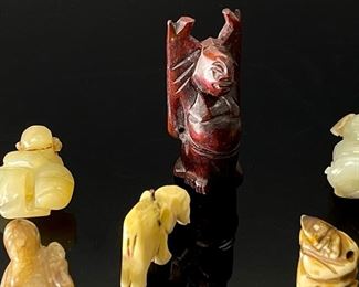 Lot of 8 Antique Chinese Jade/Ivory/Rosewood Charms Asian Netsuke	Rosewood largest: 52x23x16mm	
