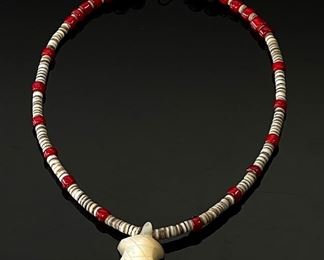 Vintage Turtle Fetish Choker Necklace  Shell Heishi Native American Heishe	14.5in Turtle: 27x17x10mm	
