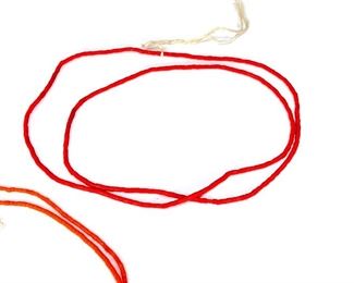 Lot of 3 Native American Heishi Beaded Necklace Coral	40 & 38 & 28in	
