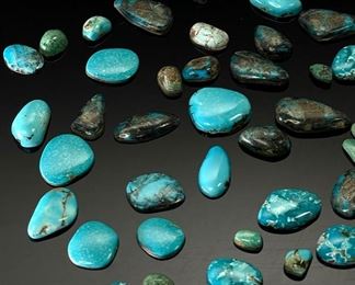 Lot of 39 Polished Turquoise Cabochon Stones		
