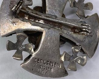 Jerusalem Silver Cross Pendant Necklace	22in Cross: 42x38mm	
